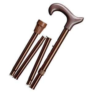 Gehstock Gehhilfe Leichtmetall Höhenverstellung Derbygriff Faltstock bronze - Bild 1 von 2