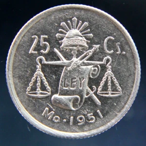 Mexico 25 Centavos 1951, silver coin, 0.300 - Picture 1 of 2