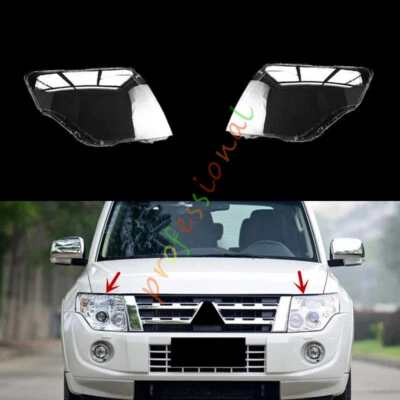 For Mitsubishi Pajero Montero 2007-2018 Both Headlight Lens Cover + Sealant - Image 1 of 4