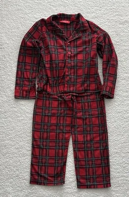 Conjunto de pijama xadrez vermelho tartan família infantil tamanho P 6/7 Natal feriado 2 peças - Imagem 1 de 4