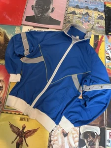 Giacca Track Blu Vintage Foderata Made in Italy Maniche Pop Off Taglia Media - Foto 1 di 6