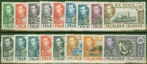 Falkland Islands 1938-49 Set of 17 SG146-163 Ex SG152 Fine MM - Picture 1 of 1