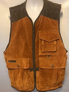 Rare VTG GORDON & FERGUSON 1871 Suede Leather Full Zip Vest Jacket 90s Brown Md - Picture 1 of 8