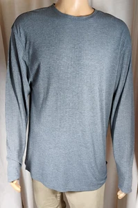 Zegna Sport Mens Lg Thin Gray Shirt Athleisure Basic Comfy Ribbed Long Sleeve - Picture 1 of 15