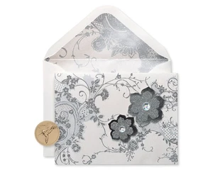 Papyrus Blanko Karten mit Umschlägen, Spitze und Blumen mit Glitzer (8 Stück) - Bild 1 von 6