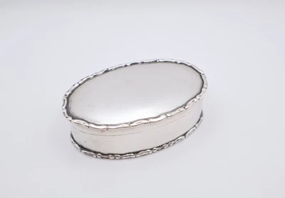 Deliciosa caixa de joias antiga de prata maciça pequena bugiganga Birmingham 1904 - Imagem 1 de 4