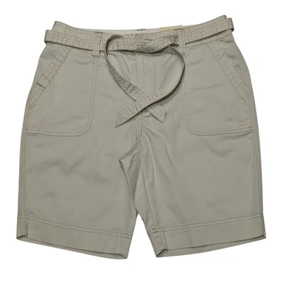 Nuevo St John's Bay Bermudas Pantalones Cortos Para Mujer 10 Petite Stone Caqui Chino Corbata Cinturón Nuevo con Etiquetas Foto 1 de 4