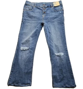 There Abouts Cropped Flare Jeans Girls 18.5 Blue Light Wash High Rise Distressed - Picture 1 of 18