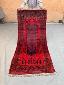 3x6 Vintage Afghan Tribal Wool Rug – Handwoven Geometric Nomadic Kitchen Rug - Picture 1 of 11