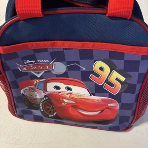Disney Cars Lightning McQueen Kids Lunch Box Bag Drink Holder Red Handle Racecar - Picture 1 of 6