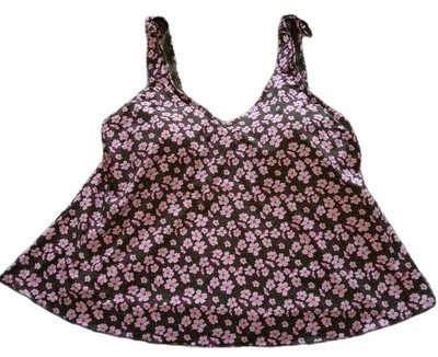 LANDS END Womens 16L Tropical Floral Padded Swim Top Tankini Pink Green NWT  - Image 1 of 4
