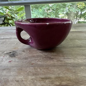 Vintage Elan Buddha Cupping Bowl Mug Cranberry Burgundy FLAWS - Picture 1 of 11