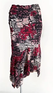Falda Midi Sirena Mosaico Floral Asimétrica WhimsiGoth De Colección Talla M Elástica Roja - Imagen 1 de 12