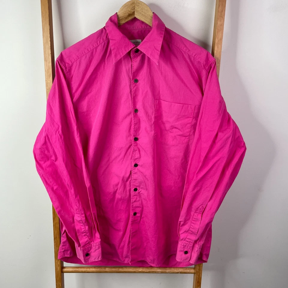 Рубашка на пуговицах мужская Dries Van Noten 50 розовая с длинным рукавом повседневная деловая хлопковая - Изображение 1 из 4