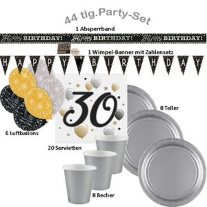 30.Geburtstag 44-tlg. Party Set Happy Birthday Wimpelkette Teller Becher usw. - Bild 1 von 1