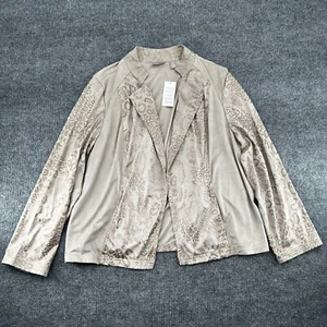 Chicos Jacke Damen 3 geprägtes Wildlederimitat Tibet Taupe offen Schlangenleder Print - Bild 1 von 18