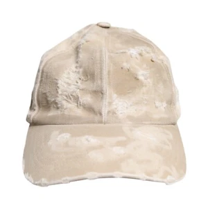 DOLCE & GABBANA Hat Men Beige Tattered Cotton 6 Panels Baseball Cap 58 /M 750usd - Picture 1 of 7