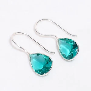 Green Apatite Gemstone Fashion Jewelry 925 Silver Earrings 1.1" ARE-4672 - Picture 1 of 6