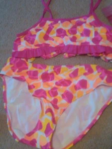 NWT GIRLS JOE BOXER 2-PC BATHING SUIT BRIGHT HOT PINK YELLOW & ORANGE XL 14-16 - Picture 1 of 1