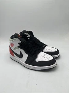 Nike Air Jordan 1 Mid SE Red Black Toe White 852542-100 Men's Size 8 - Picture 1 of 6