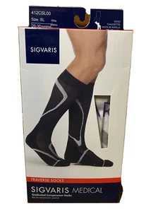 Sigvaris 412CSL00 Performance 20-30 mmHg Compression Socks WHITE Size SL 50132 - Picture 1 of 2