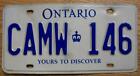 SINGLE ONTARIO, CANADA LICENSE PLATE - 2013 - CAMW 146 - Yours To Discover