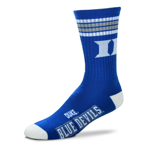 Duke Blue Devils Crew Socks Medium Size 5 to 10 4 Stripe Cover