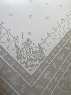 TISSAGES DU SOLEIL, FRENCH TAPESTRY JACQUARD TABLECLOTH TAUPE/CREAM  63" X 96" - Image 1 of 4