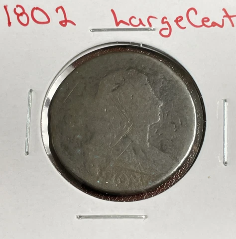 RARE 1802 Draped Bust Large Cent 1C Early US Copper Coin Cover
