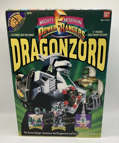 1993 Bandai Mighty Morphin Power Rangers Dragonzord Green Ranger New Open Box 🔥 Cover