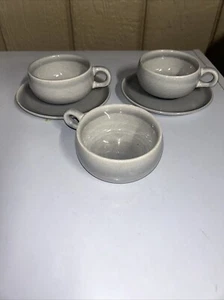 Vintage Russel Wright Steubenville Coffee Tea Cup and Saucer Sets (2) Gray - Picture 1 of 6