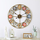24? Metal Number Large Wall Clock, Mute Creative Vintage Silent Wall Art Clock