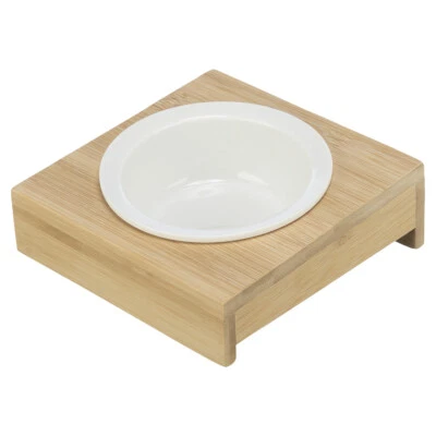 Trixie Keramiknapf weiß/natur für Hunde mit Bambus Halter rutschfest - Bild 1 von 4