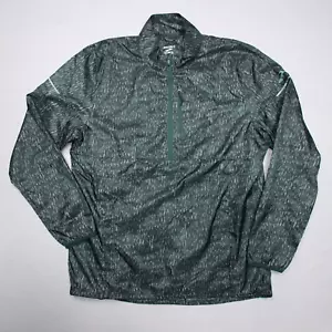 Brooks Jacket Men's Large Green Bark Camo Windbreaker Half Zip Mock Neck Runing - Picture 1 of 9