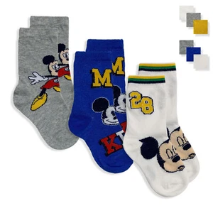 Disney Mickey Mouse Socks Set 3 Pairs Kids Cotton Socks Baby 5674 - Picture 1 of 3