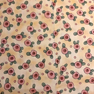 VTG Floral Print by Lori Gardner for MODA Fried Egg Flowers Pinks on Yellow BTFQ - Picture 1 of 5