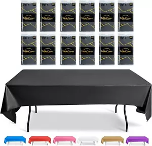 Black Plastic Tablecloth For Parties Disposable, Pack of 12 - Picture 1 of 6
