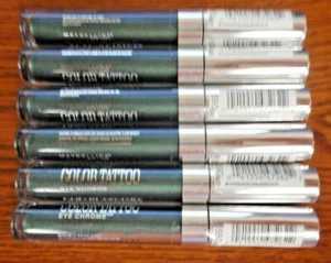 LOT OF 6 MAYBELLINE COLOR TATTOO EYE CHROME 550 ELECTRIC EMERALD 0.11oz EACH - Picture 1 of 1