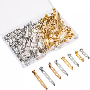 100 Pieces Brooch Pin Backs Bar Pins Backs for Crafts Safety Clasp with Plastic - Picture 1 of 6