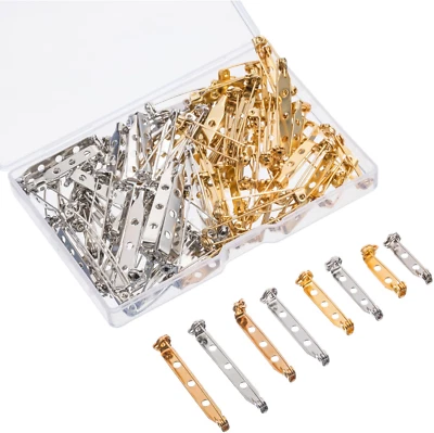 100 Pieces Brooch Pin Backs Bar Pins Backs for Crafts Safety Clasp with Plastic - Image 1 of 4