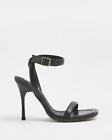 Sandales femme orteils ouverts en cuir noir River Island taille UK 3
