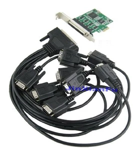 PCI-Express to 8-Ports DB9 Serial RS232 RS-232 COM Adapter Card 16c1058 chip - Picture 1 of 6