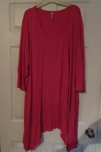 WHITE MARK size 6X rayon long sleeve long tunic blouse shirt top pink w/pockets - Picture 1 of 9