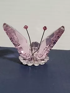 Crystallite RIBBON PINK BUTTERFLY Glass Crystal Miniature Figurine - Picture 1 of 6