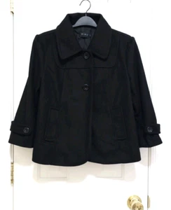 NEW Womens MWG Crop Bolero Cape Jacket Blazer Coat Large Black Lined Pleated 3/4 - Picture 1 of 13