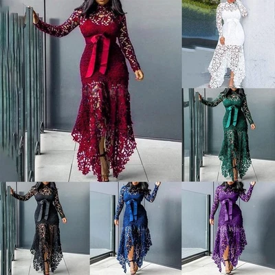 Kleid Abendgesellschaft Abschlussball Damen Maxi Kleider Lange Ärmel Übergröße - Bild 1 von 4