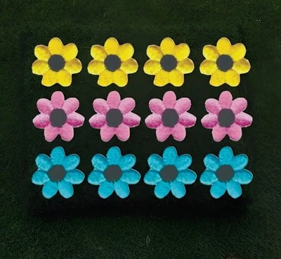 Yellow Pink Blue Daisy Flower Patch Embroidered Cut out Iron on (3/4") Lot of 12 - Image 1 of 2