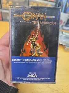 Conan the Barbarian 1982 MCA Original Soundtrack Cassette Tape Poledouris Rare - Foto 1 di 7