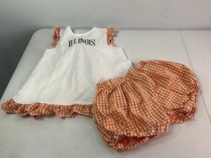 CLÁSICO WHIMSEY Illinois Illini Vestido Solero Blanco y Naranja Quemado. Talla 5 Excel. Estado. - Imagen 1 de 13