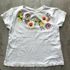 ZARA Baby Girl Embroidered T-shirt White Designer Fashion Short Sleeve 3/4 Years - Picture 1 of 4